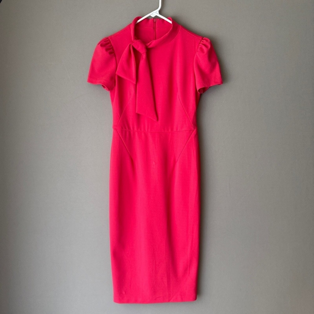 Maggy London Office Siren Academia Dainty Bow Sheath Dress 0 Pink